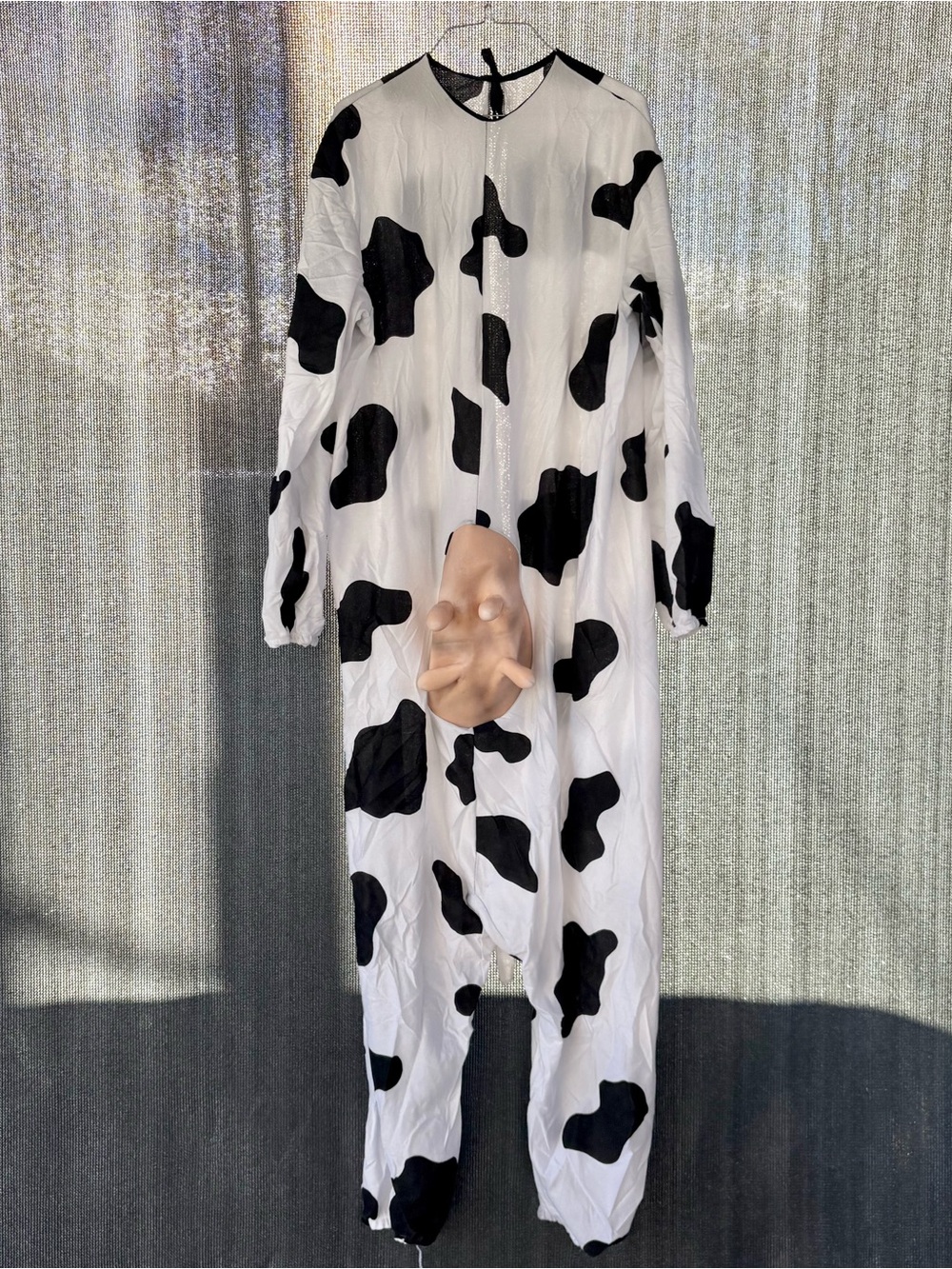 Adult Standard Size Comical Cow Costume Jumpsuit with 3d Rubber Udder